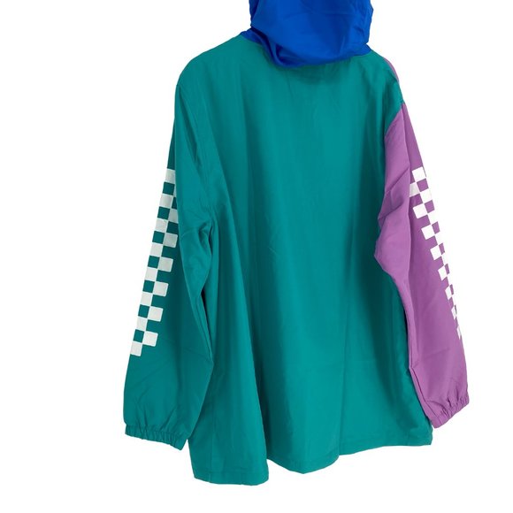 PLAYSTATION Bioworld Pastel Colorblock Checkered Long Sleeve Hooded Windbreaker - Picture 11 of 16